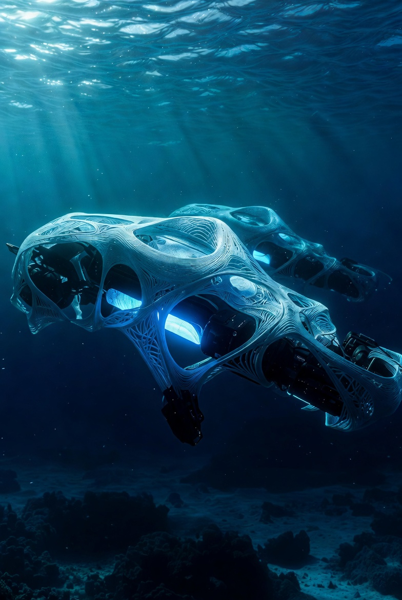 4D Printed Intelligence Beneath the Waves